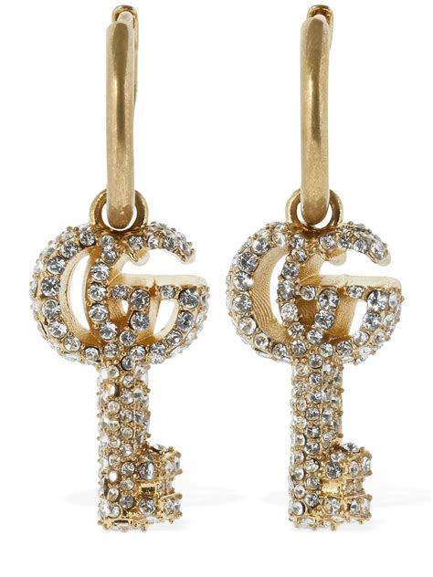 gucci double g crystal earrings|gucci double g hoop earrings.